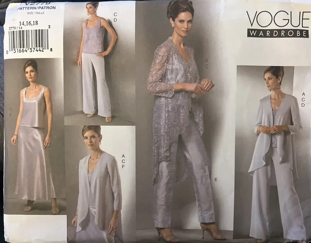 VOGUE Wardrobe Pattern V2779 Misses Sz 14-18 Business Pant Suit Blazer Uncut